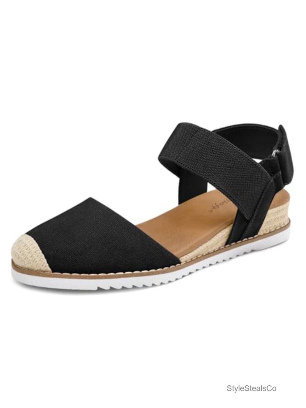 Women's Low Wedge Sandals Comfortable Closed Toe Espadrilles Slip On Ankle Strap